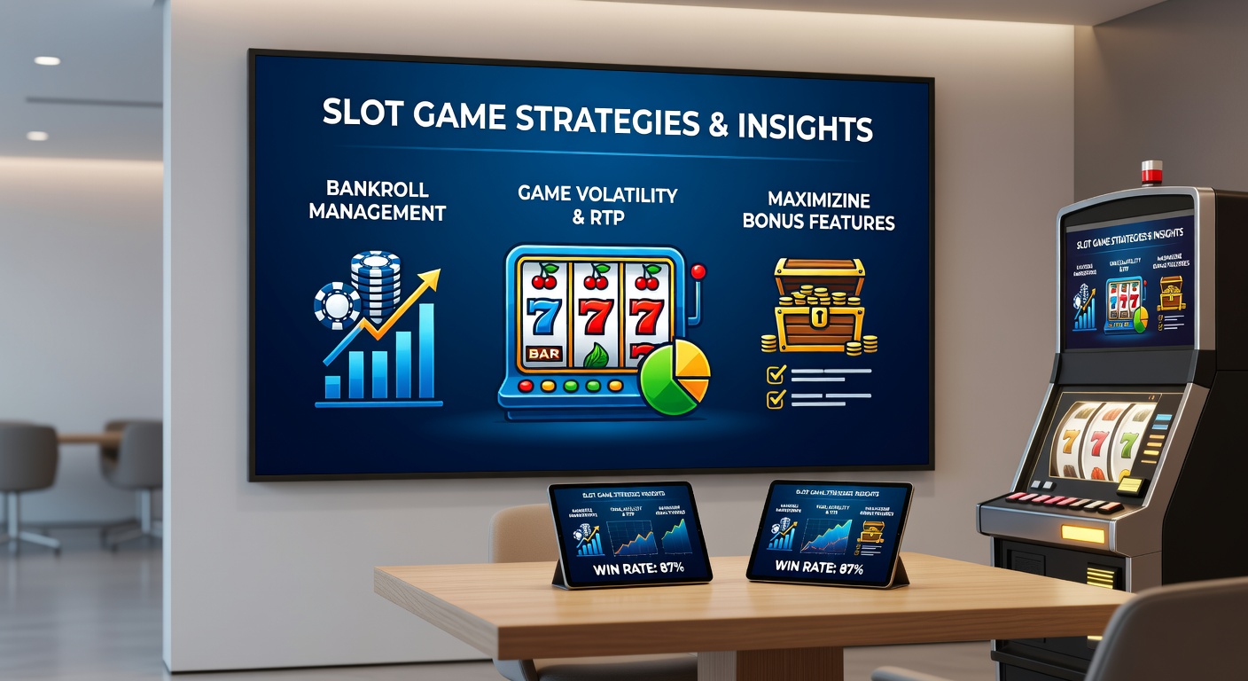 Player at a touchscreen slot terminal analyzing paytable and adjusting bets with strategy charts nearby